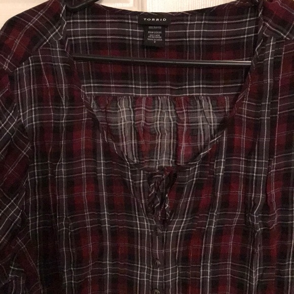Torrid plus size plaid blouse - Picture 2 of 3